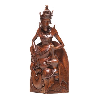 1950s Bali Dewi Ratih Goddess of the Moon Wood Sculpture For Sale