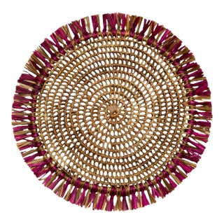 Deborah Rhodes Fringe Raffia Placemats, Hot Pink, Set of 4 For Sale