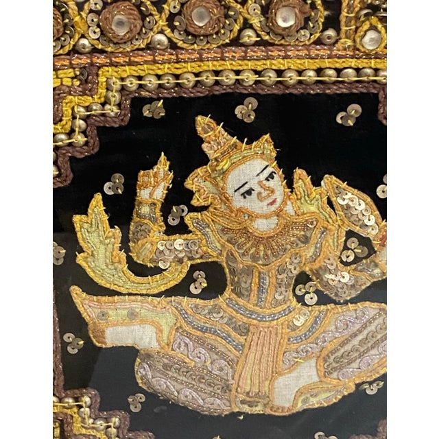 Vintage Burmese Kalaga Framed Embroidery For Sale - Image 10 of 12