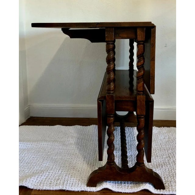 Wood Versatile Double Level, Drop-Leaf, Folding Table With Barley-Twist Legs For Sale - Image 7 of 9