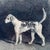 Vintage-style decoupage tray by John Derian Company featuring a classic black and white engraving of a dog titled Minos....