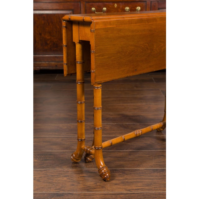 English Walnut Drop-Leaf Table with Faux-Bamboo Base, circa 1900 For Sale - Image 10 of 12