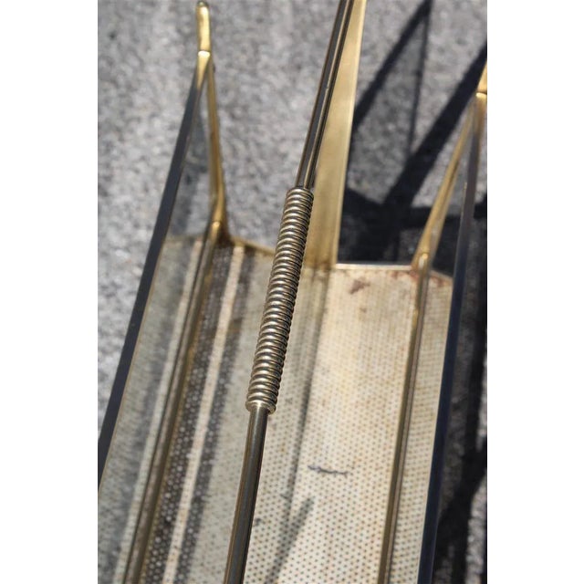 Metal Solid Brass & Metal Perforated Magazine Stand, 1950s For Sale - Image 7 of 10