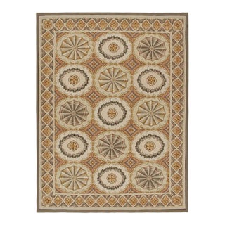 1980s Rug & Kilim’s Aubusson Style Flatweave With Medallions and Floral Patterns For Sale