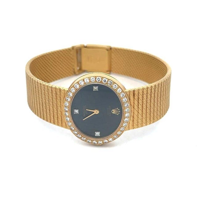 Contemporary Rolex Cellini Ladies Watch Vintage Diamond Bezel 18k Yellow Gold For Sale - Image 3 of 8