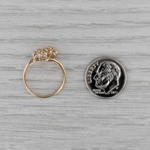Modern 0.18ctw Diamond Flower Cluster Bypass Ring 14k Yellow Gold Size 4.75 For Sale - Image 3 of 8