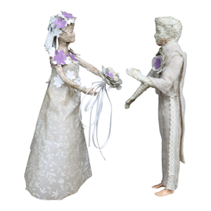 Paper Mâché Bride and Groom Wedding Figures