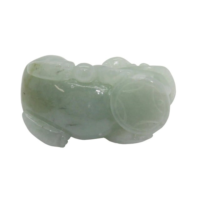 Chinese Hand Carved Natural Green Jade Feng Shui Lucky Pixiu Figure Pendant For Sale - Image 4 of 6
