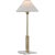 Modern J. Randall Powers for Visual Comfort Signature Asher Table Lamp in Hand-Rubbed Antique Brass & Crystal with Linen Shade For Sale - Image 3 of 6