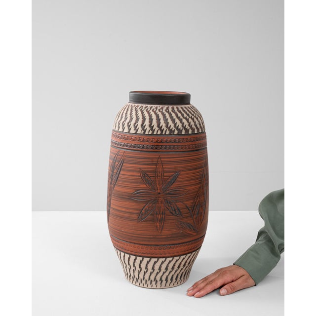Traditional 20th Century German Ceramic Jug with Floral Carvings For Sale - Image 3 of 18
