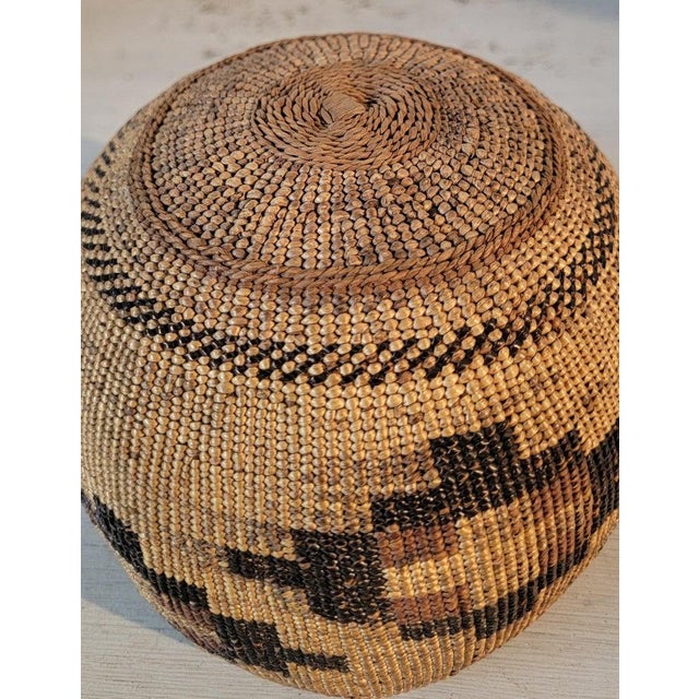Textile 1930s Hand Woven Basket W/Geometric Motif For Sale - Image 7 of 7