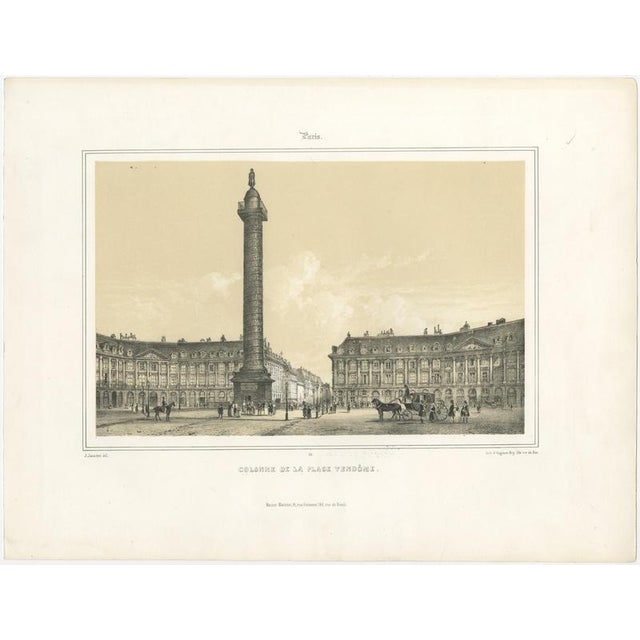 Antique Lithograph of Place Vendôme Column in Paris after Jacottet, 1850 For Sale - Image 3 of 9