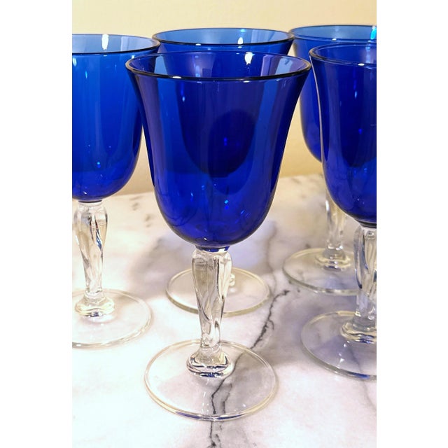 Cobalt Blue Wine Glasses - Set of 5 For Sale - Image 9 of 11