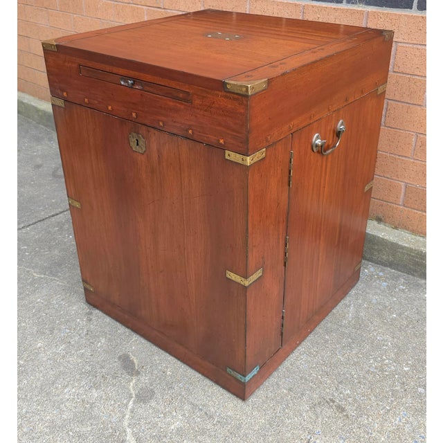 Campaign Style Mahogany and Brass Mounted Side Cabinet For Sale - Image 9 of 9