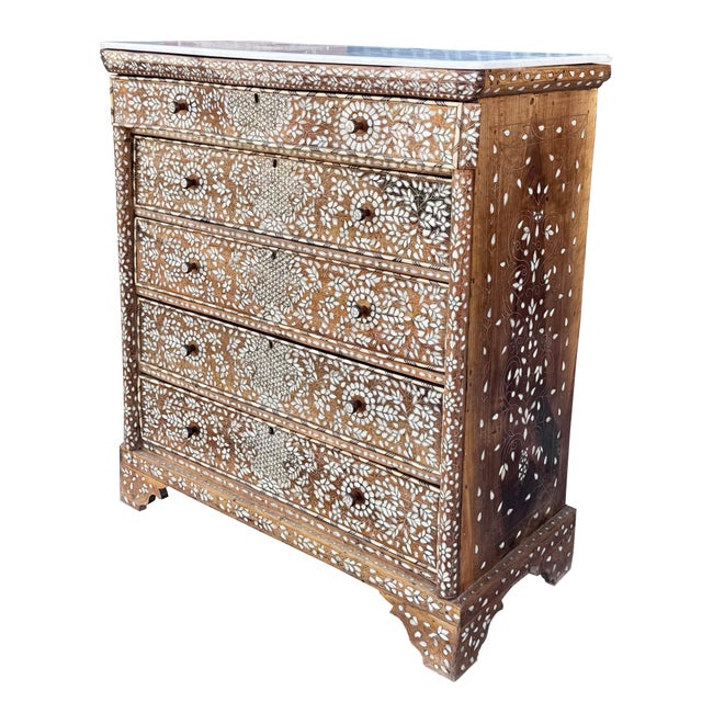 Moroccan Antique 19th Century Mother of Pearl Dresser For Sale - Image 3 of 5