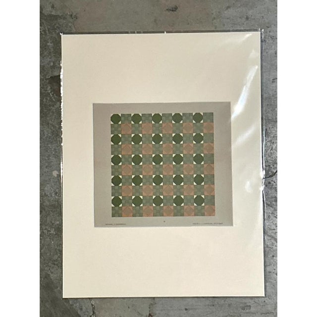 Vintage Geometric Tile Pattern Serigraph For Sale - Image 11 of 12