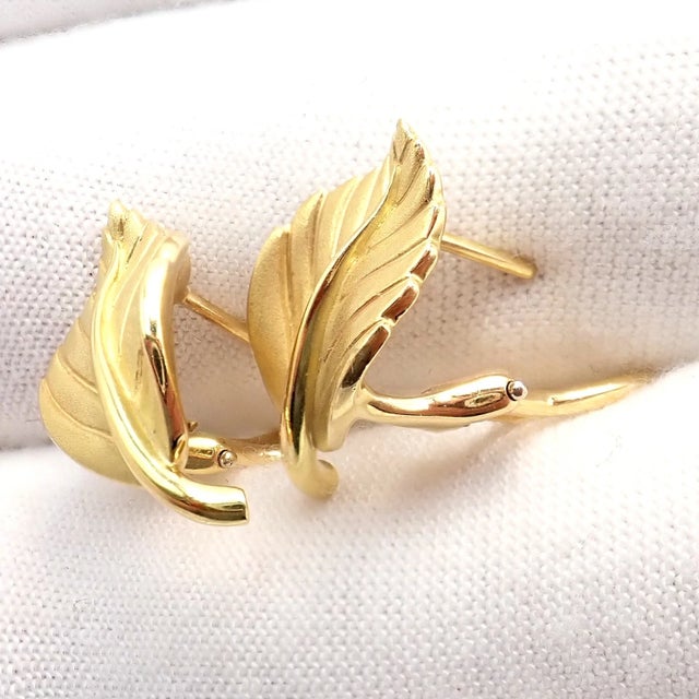 Vintage! Tiffany & Co Leaf Yellow Gold Earrings 2003- 2 Pieces For Sale - Image 9 of 9