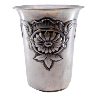Silver Cup with Flower and Leaf Edge Reliefs For Sale