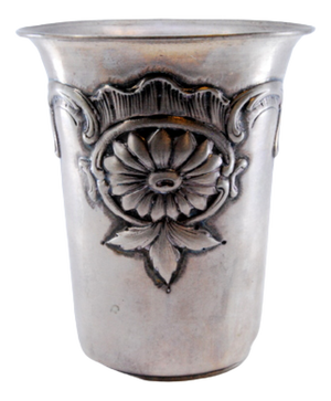 Silver Cup with Flower and Leaf Edge Reliefs