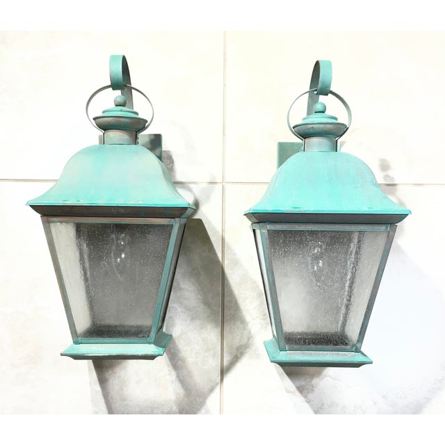 1980s Pair of Vintage Solid Brass Wall Lanterns - Timeless Elegance for Your Home For Sale - Image 5 of 18