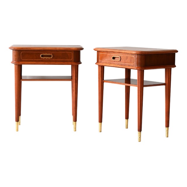 Scandinavian Bedside Tables in Mahogany, 1940s, Set of 2 For Sale