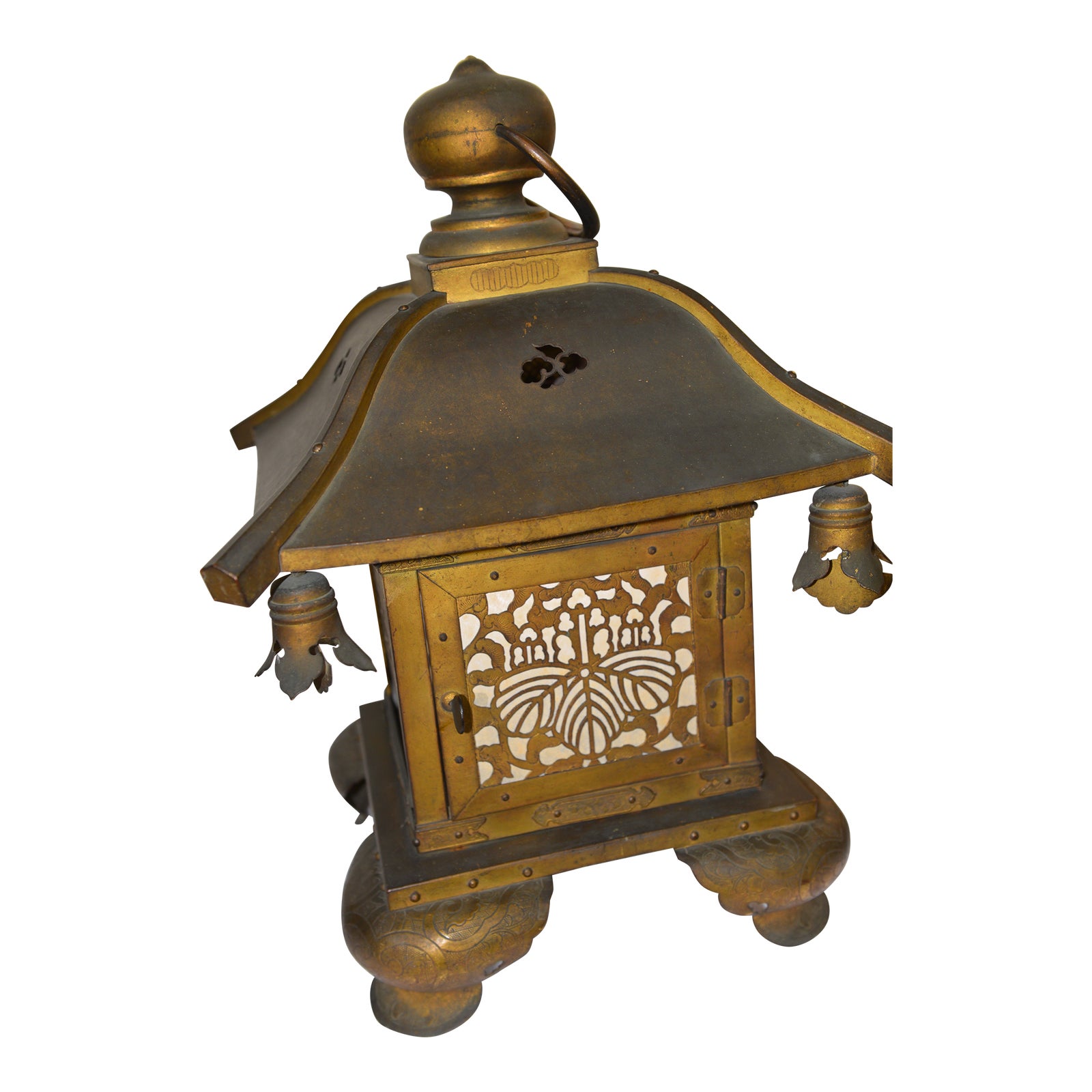Meiji Period Antique Japanese Lantern With Paulownia Crest | Chairish