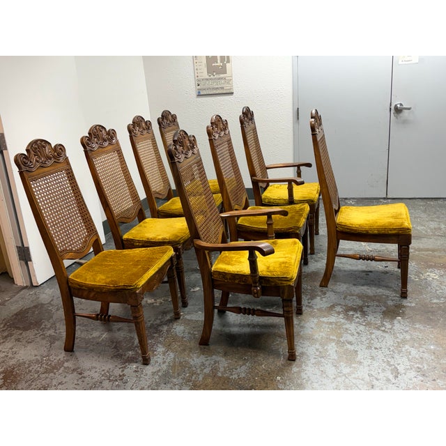 Jessup Furniture Vintage Spanish Mediterranean Cane-Back Dining Chairs, Set of Eight For Sale - Image 4 of 12