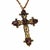 Late Victorian brass and copper cross necklace features a striking red stone centerpiece, combining elegance with a bold,...