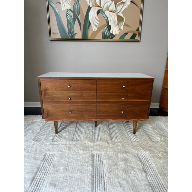 Fully refinished with absolutely stunning walnut wood grain and continuous grain across the 6 drawers. Very unique dresser...