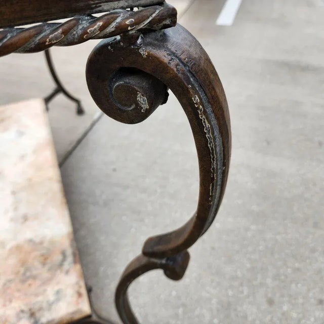 Sherrill Patinated Console Table Metal Glass Marble 1970s For Sale - Image 12 of 12