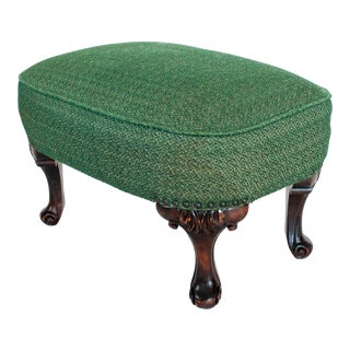 Green Upholstered Antique Ottoman For Sale