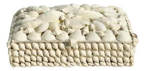 Vintage Folk Art White Shell Box