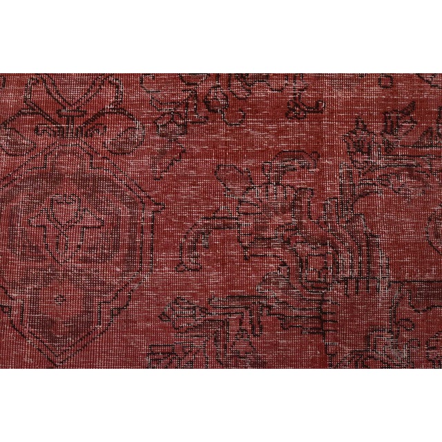 Tabriz Runner 2’5” X 12’3” Pink Wool Vintage Overdyed Hand-Knotted Rug For Sale - Image 9 of 13