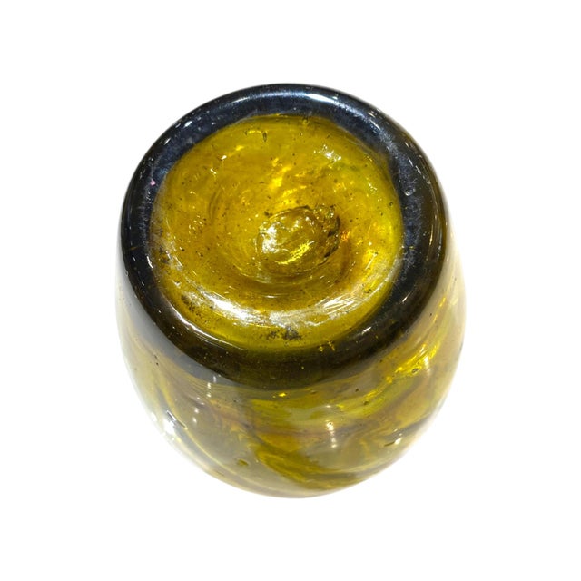 American Antique 19th Century Zanesville Handblown Glass Vase, Amber Swirl With Ribbed Detail For Sale - Image 3 of 11