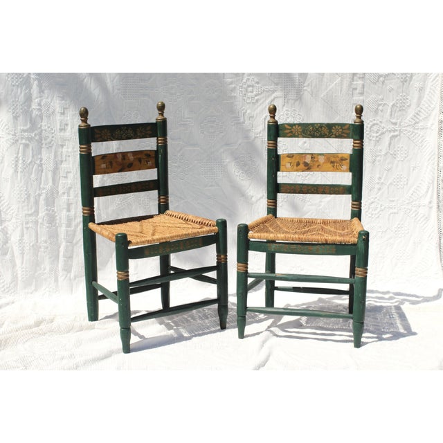 Pair of Mexican Folk Art Chairs in Green From the 1930s For Sale - Image 12 of 12