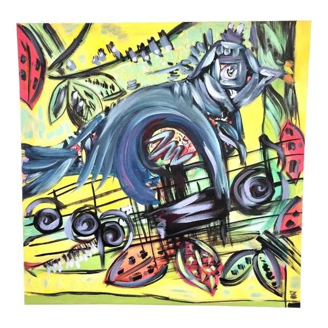 “Nightingale” Contemporary Original Abstract Acrylic Painting on Canvas For Sale