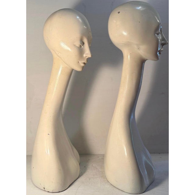 Mid 20th Century Vintage Long Neck Mannequin Bust (Pair Available) For Sale - Image 5 of 15