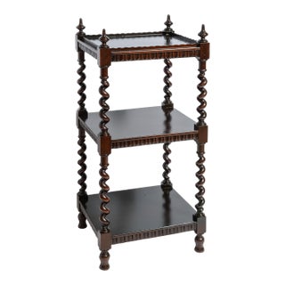 English Three Tier Ebonized Barley Twist What Not Etagere For Sale