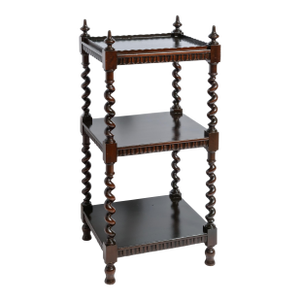 English Three Tier Ebonized Barley Twist What Not Etagere