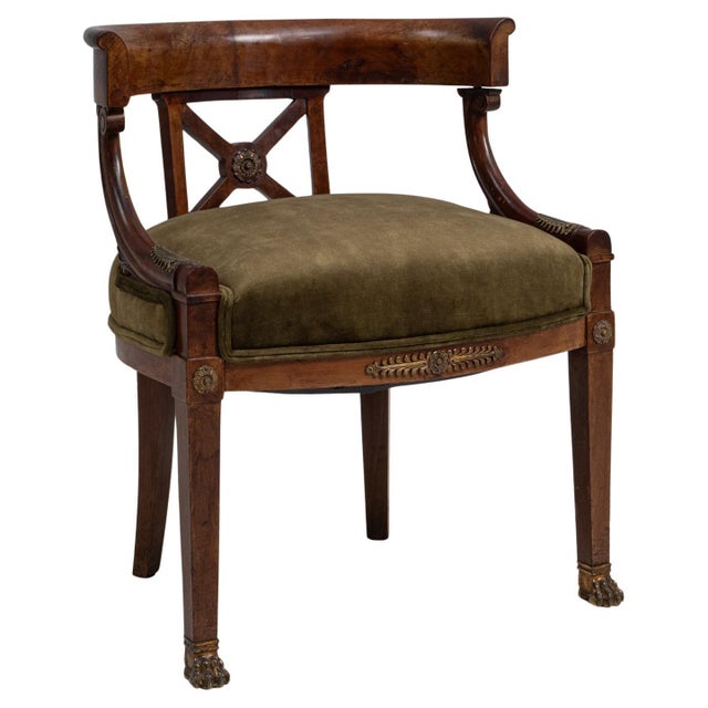 19th Century French Empire Style Tub Chair In Original Patina For Sale - Image 15 of 18