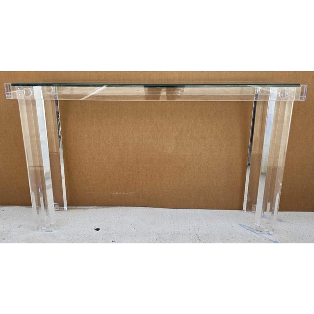 Mid-Century Modern Vintage 1970s Mid-Century Modern Lucite Console Sofa Table For Sale - Image 3 of 13