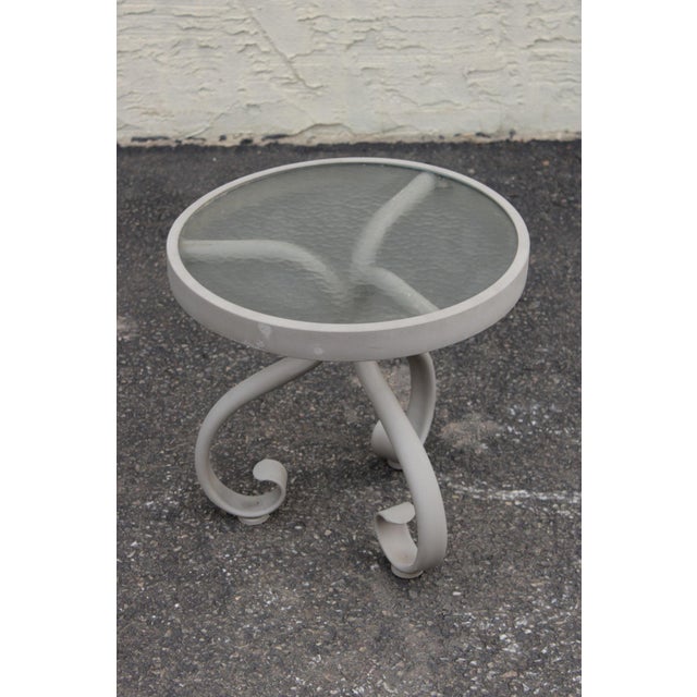 Woodard 'Ramsgate' Glass Top Aluminum Outdoor Round Patio Side Table For Sale - Image 13 of 18