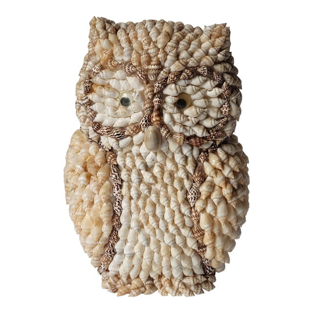 Vintage Seashell Encrusted Owl Figurine For Sale