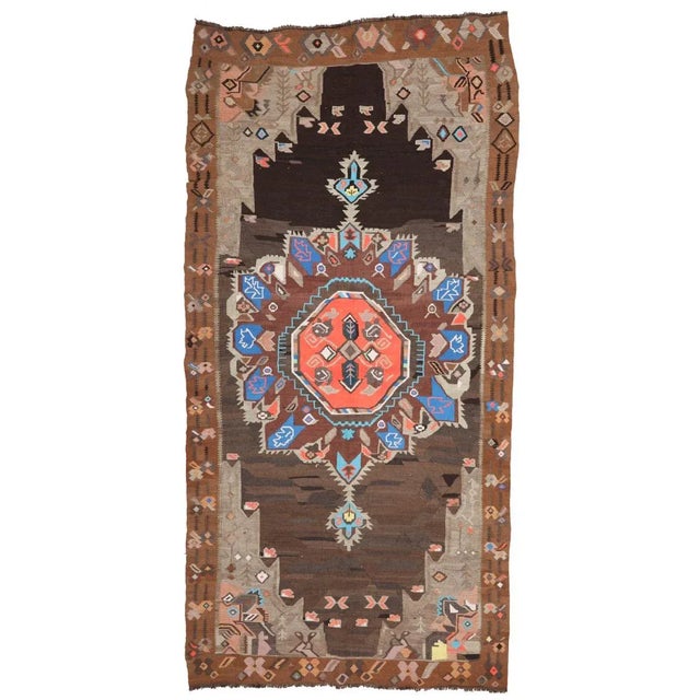 Textile Mid 20th Century Vintage Turkish Kilim Rug For Sale - Image 7 of 7