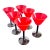 Art Deco Red Cup and Black Stem Glasses - 6 Pieces For Sale