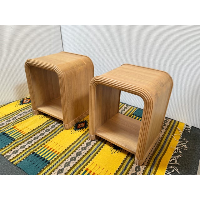 Häti Home Waterfall Oak Nightstands, Pair For Sale - Image 4 of 14