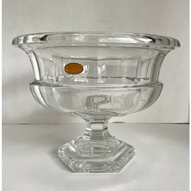 1950s 1950's Art Deco Crystal Pedestal Centerpiece Bowl For Sale - Image 5 of 12