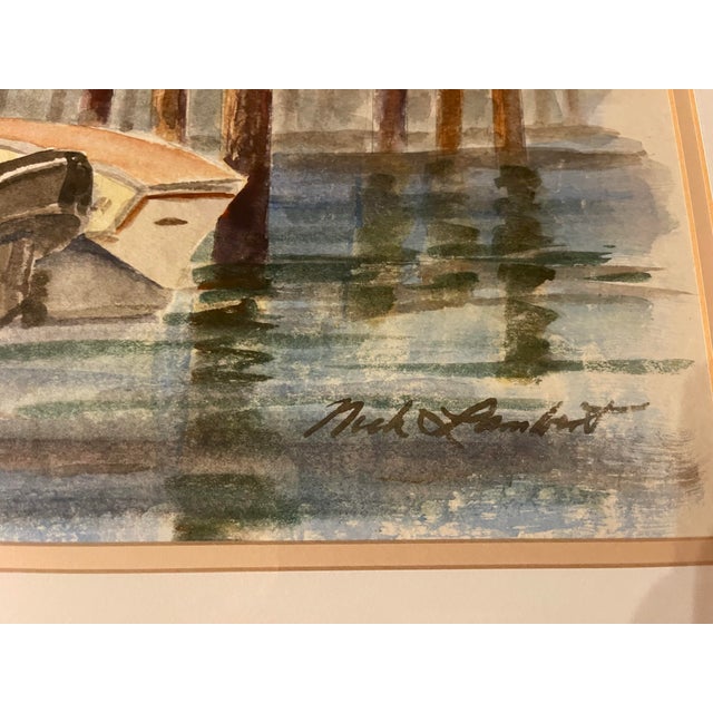 White Late 20th Century Large Coastal Pelican Watercolor Painting, Framed, 41 X 32 For Sale - Image 8 of 9