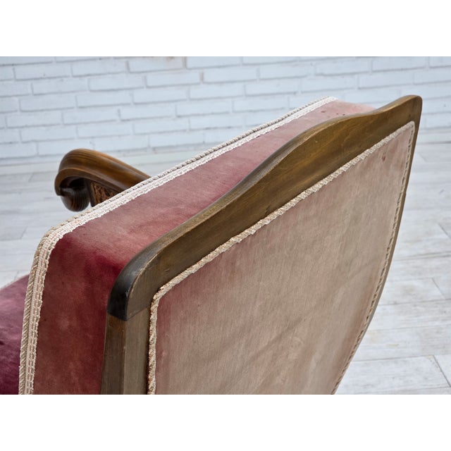 Vintage Danish Chair in Woven Wool and Velour, 1940s For Sale - Image 13 of 18