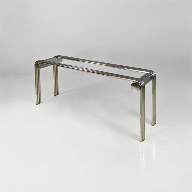 Italian Modern Console in Steel and Glass, 1970s For Sale - Image 9 of 9